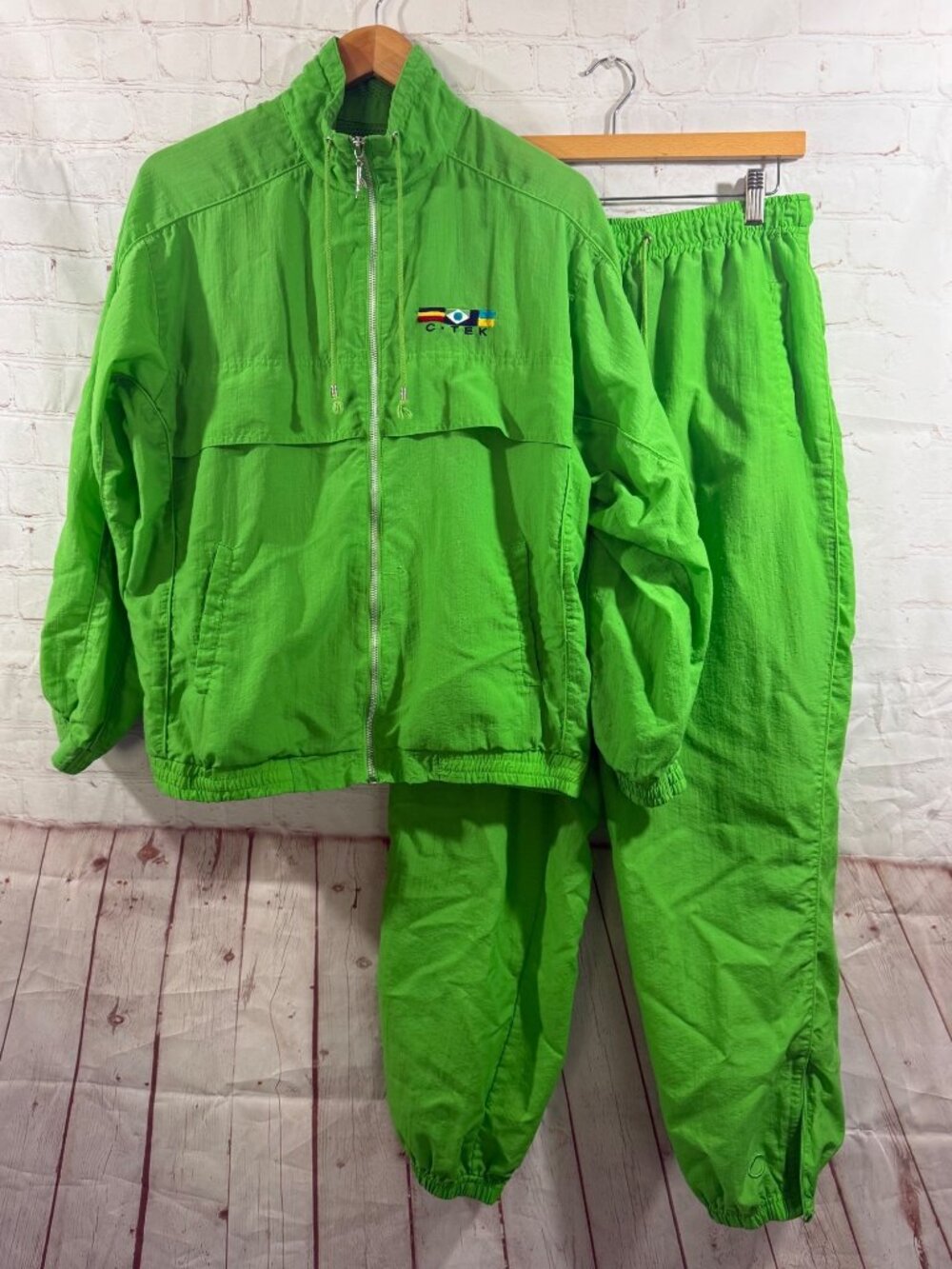 VTG Catalina C-Tek Nautical Lime Green Jacket & Pants Set Womens Size Medium
